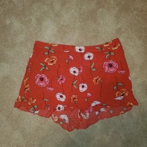 Forever 21 Floral Red Shorts